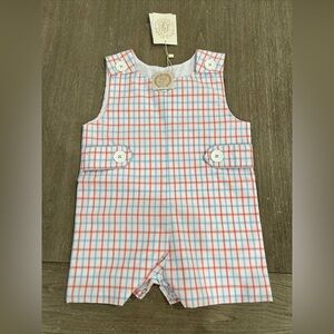 TBBC 18-24 Months Jon Jon in Parrot Cay Coral and Chandler Check Blue